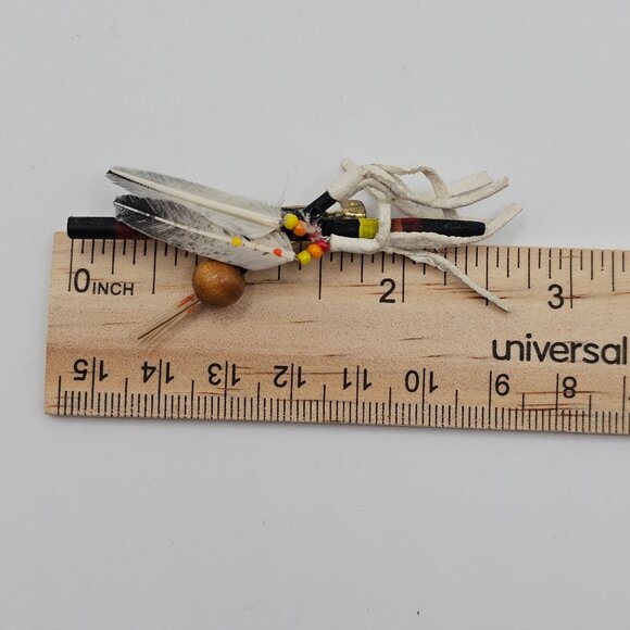 VTG Brooch Native American Feathered Boho Beaded Arrow Point Ethical Art to Wear - Picture 12 of 12